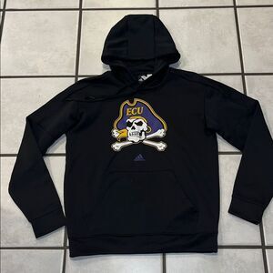 ECU East Carolina Pirates Black Adidas climawarm hooded hoodie sweatshirt M